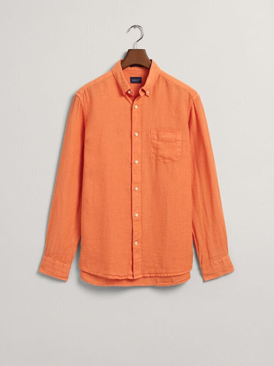 Gant Men's Shirt Long Sleeve Linen Orange