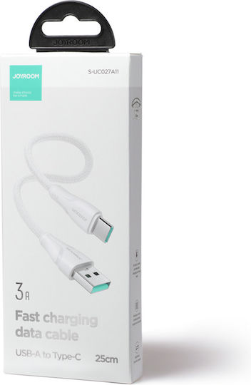 Joyroom S-UC027A11 Braided USB 2.0 Cable USB-C male - USB-A Λευκό 0.25m