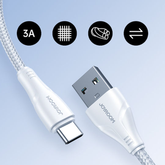 Joyroom S-UC027A9 Braided USB 2.0 Cable USB-C male - USB-A White 1.2m