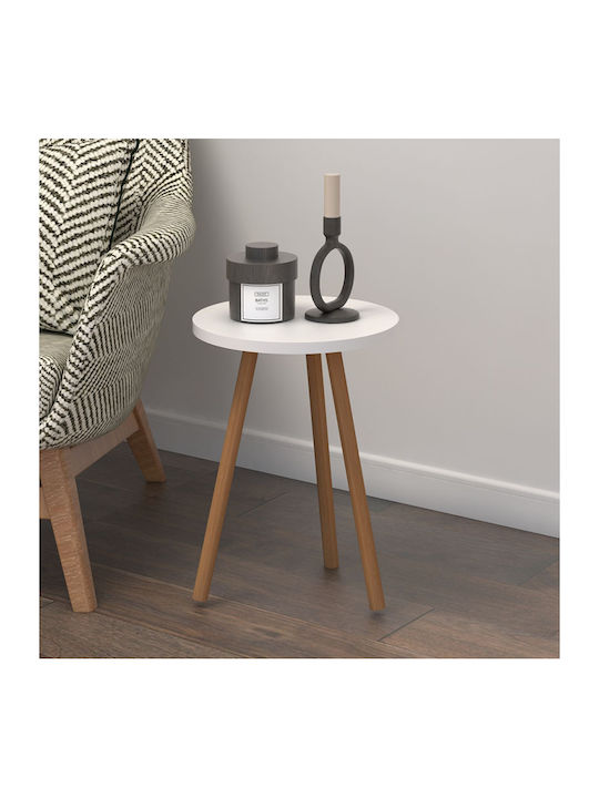 Round Side Table Roma Wooden White M33.5xW33.5xH46cm