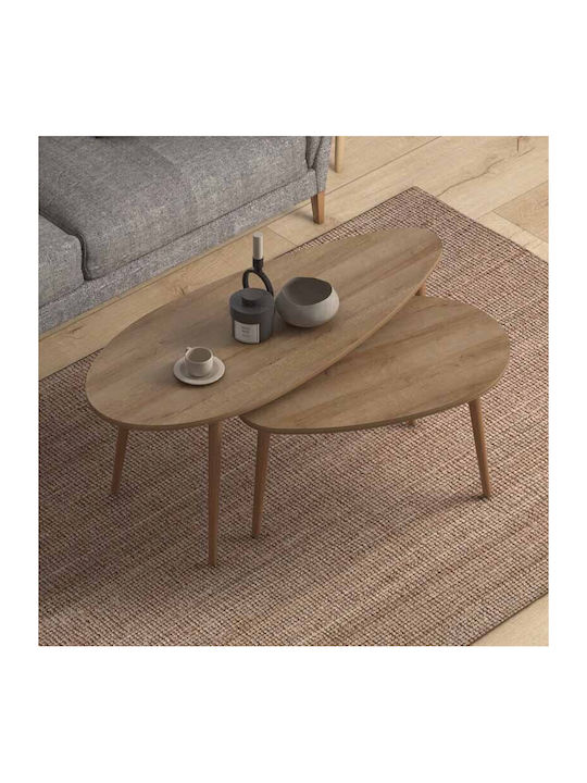 Elips Kaffeetisch Zentral Holzbeige 2Stücke M116xL46xH46cm Megapap