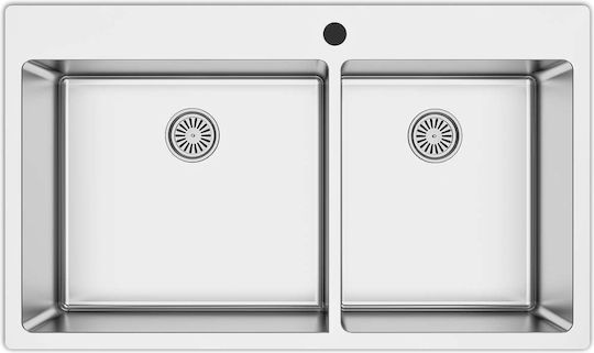 Excel Victoria 720CMS280 Drop-In Sink Left Inox Satin W86xD50.5cm Silver