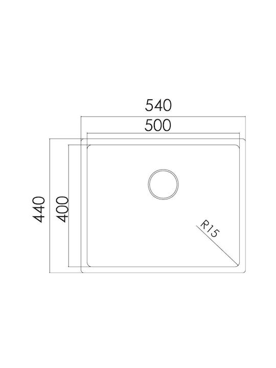 Excel Victoria 720MAS356 Undermount Sink Inox Satin W54xD44cm Silver