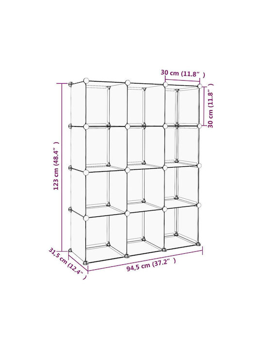 vidaXL Plastic Storage Box Black 12pcs