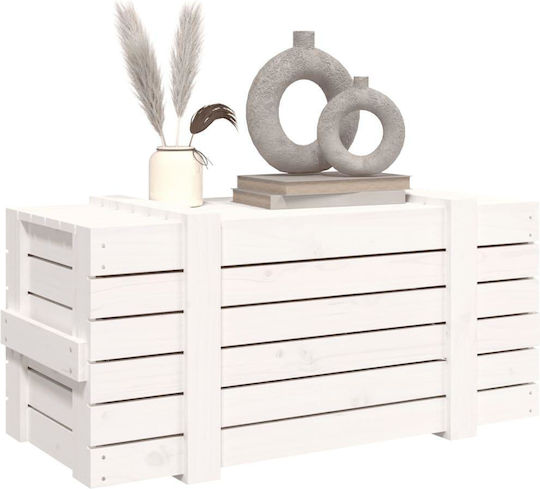 vidaXL Wooden Storage Box with Lid White 91x40.5x42cm