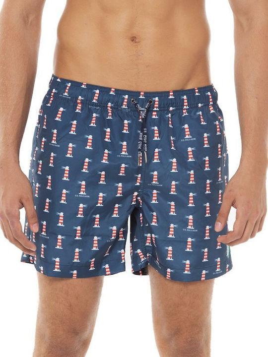 Ekew Men's Swimwear Shorts Navy Blue with Patterns