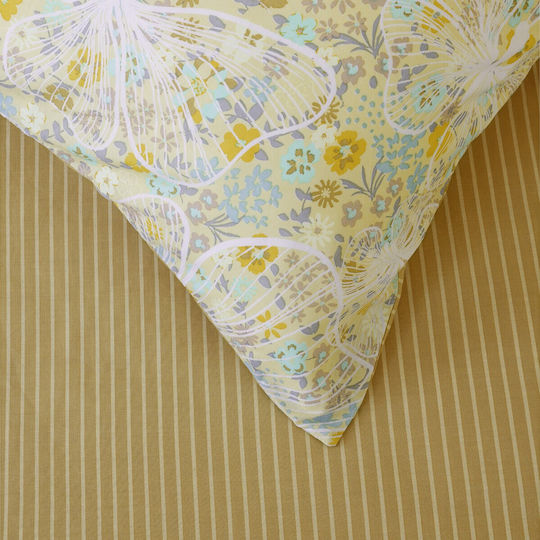Kocoon Bettwäsche-Set Einzel 160x270cm. Papillon Yellow 3Stück