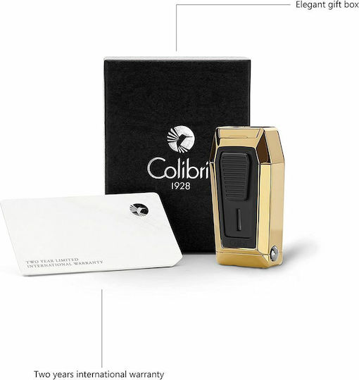 Colibri Gotham Quantum Winddicht Feuerzeug Flamme Typ Jet in Gold Farbe