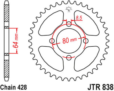 JT Sprockets Pinion spate 37 Dinți pentru Yamaha Crypton 105 / Crypton R 115