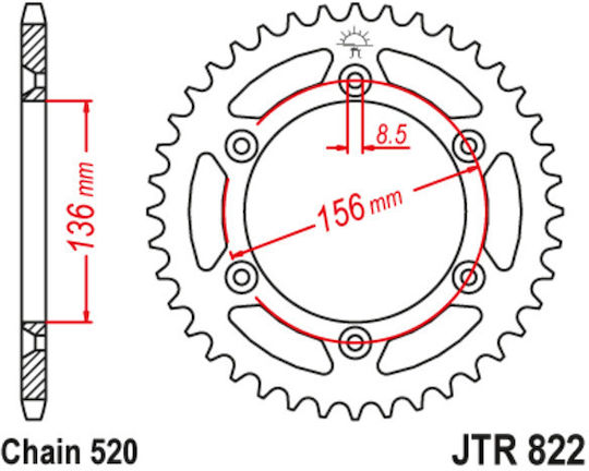 JT Sprockets Γρανάζι Πίσω για Husqvarna TE