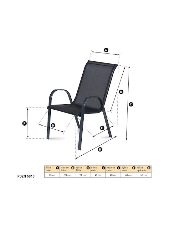 Scaun de exterior Metalic Negru 55x71x93cm