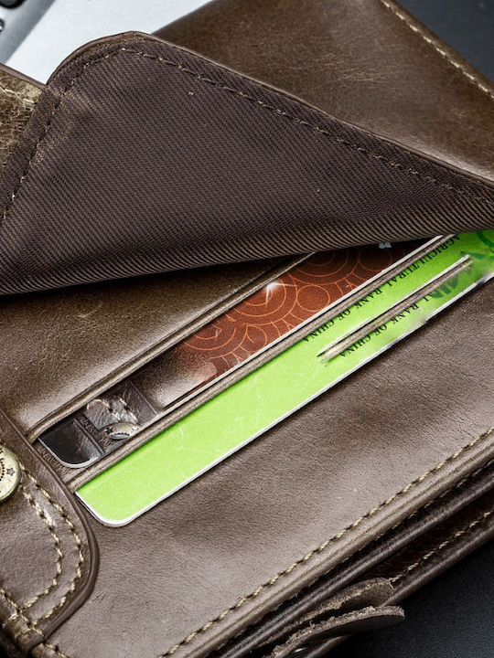 Leather Men's Wallet Classic with RFID Brown