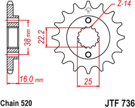 JT Sprockets Vorderes Ritzel 14 Zähne für Ducati Monster