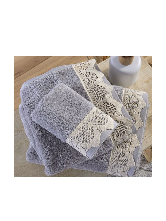 Nef-Nef Homeware 3pc Bath Towel Set Maricar 033222 Grey Weight 550gr/m²