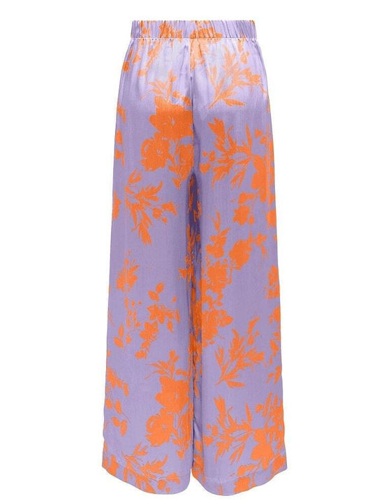 Damen Stoff Hose mit Gummizug Purple Rose