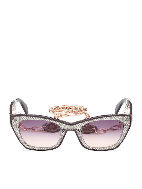 Guess Women’s Sunglasses with Silver Horn-Rimmed Frame and Grey Lens GU7873 25B