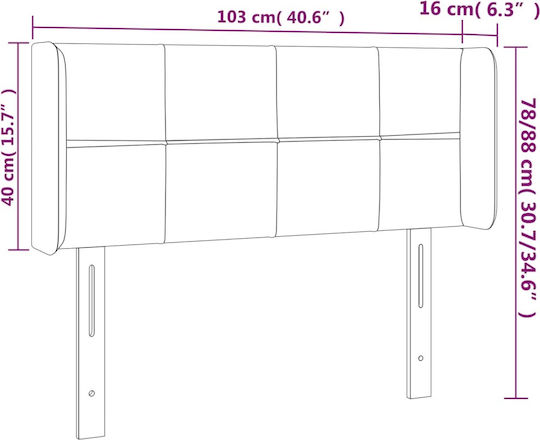 vidaXL Tăblie de Pat cu LED din Țesătură Gri Închis 103x88 cm