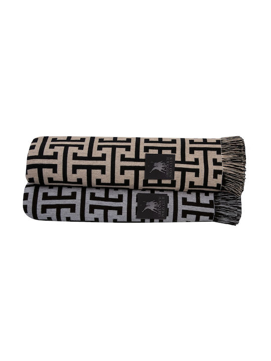 Greenwich Polo Club 3902 Three-Seater Sofa Throw Jacquard 180x300cm Black Beige