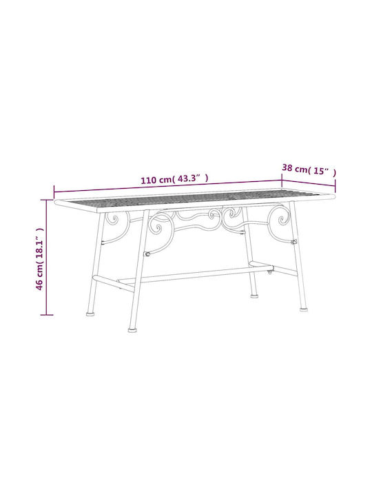 Bench Outdoor Metal Black 110x38x46cm