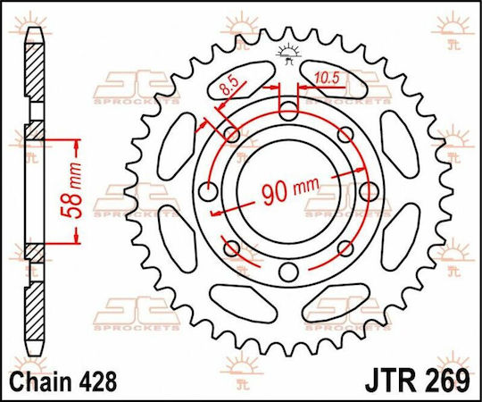 JT Sprockets Γρανάζι Πίσω 42 Δοντιών για Kymco Spike 125