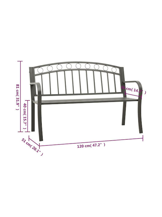 Bench Outdoor Metal Gray 120x51x60cm