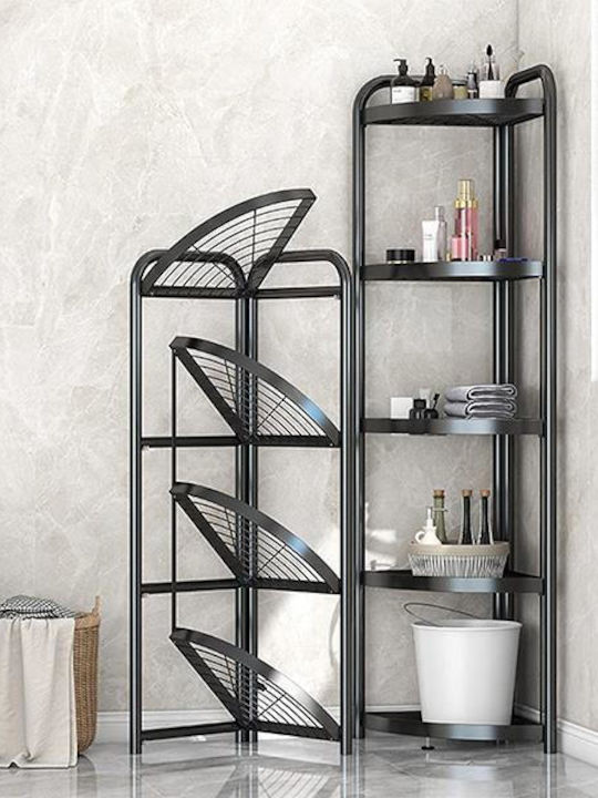 Next 18873-09-2 Corner Floor Bathroom Shelf Metallic with 5 Shelves 35x38x156cm Black