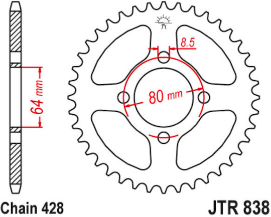 JT Sprockets Γρανάζι Πίσω 42 Δοντιών για Yamaha Crypton R 115