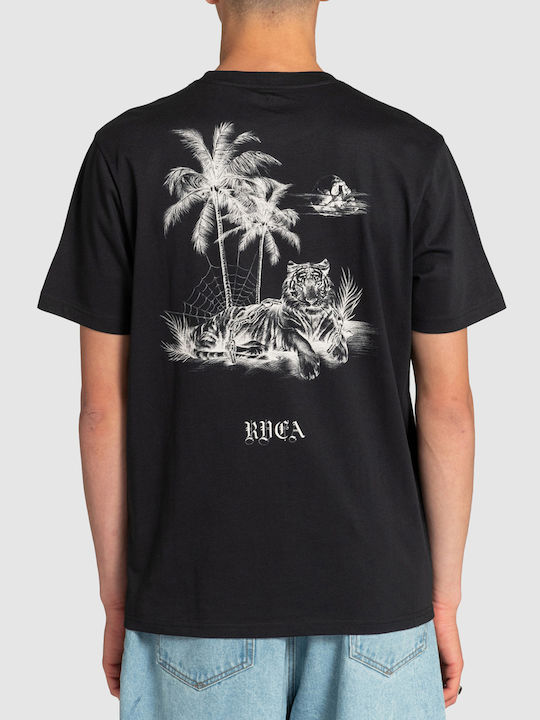 RVCA Tiger Beach T-shirt Bărbătesc cu Mânecă Scurtă Negru