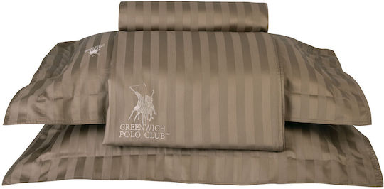 Greenwich Polo Club Σετ Παπλωματοθήκη Βαμβακοσατέν Υπέρδιπλη με 2 Μαξιλαροθήκες 220x240cm 2156 Χακί