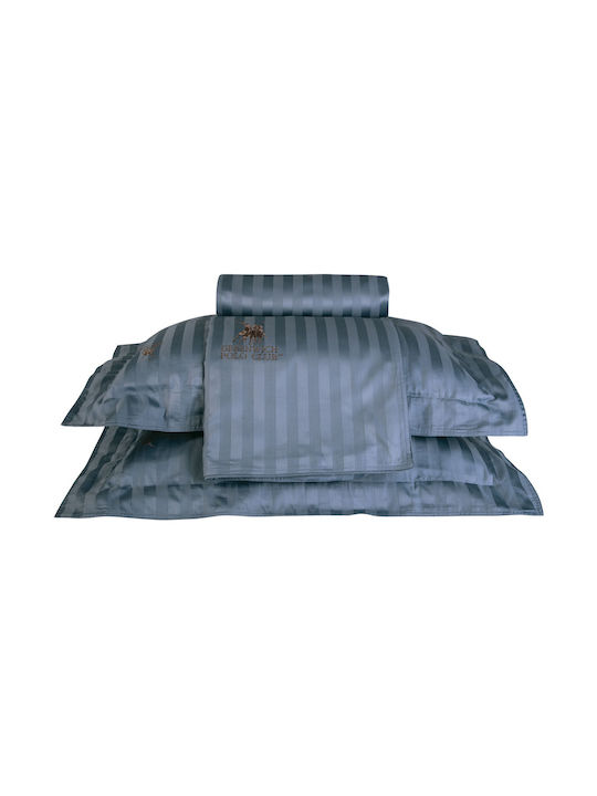 Greenwich Polo Club Duvet Cover Set Cotton Satin Queen with 2 Pillowcases 220x240 2154 Blue