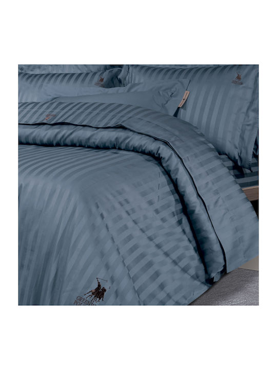Greenwich Polo Club Duvet Cover Set Cotton Satin Queen with 2 Pillowcases 220x240 2154 Blue