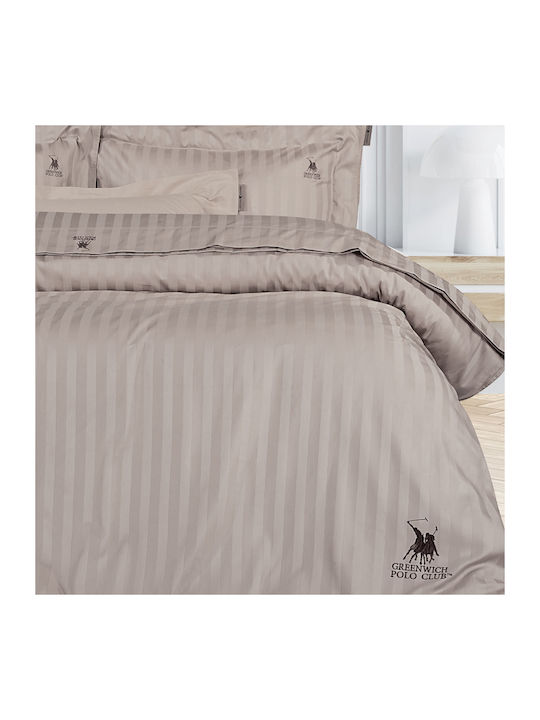 Greenwich Polo Club Duvet Cover Set Cotton Satin Queen with 2 Pillowcases 220x240 2157 Beige