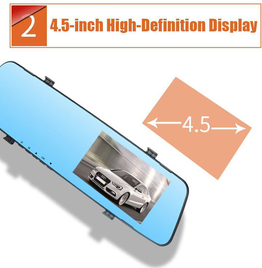 1080P Mirror Car DVR Set with Rear Camera, 4" Display