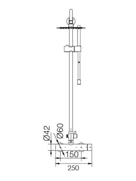 Excel Excel Minimal Coloană De Duș Reglabilă Cu Mixer De Cadă 95-132.5cm Neagră