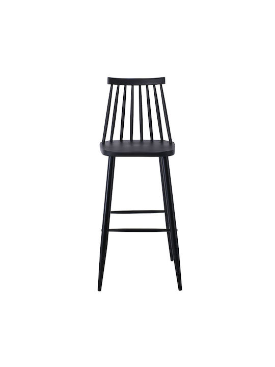 Stool Bar with Backrest made of Polypropylene Lavida Black Velvet-Black Metal 2pcs 43x49x107cm