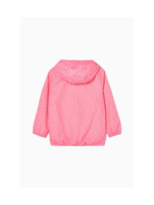 Zippy Windproof Girls Casual Jacket Pink with Ηood