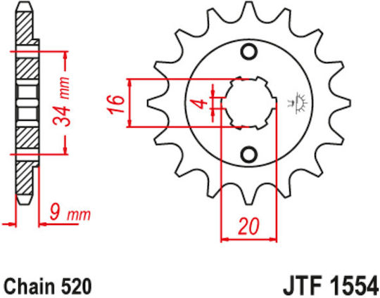 JT Sprockets Γρανάζι Μπροστά 13 Δοντιών για Yamaha DT
