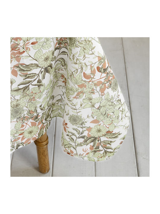 Nima Tablecloth Cotton Lush Green / Coral 150x220cm