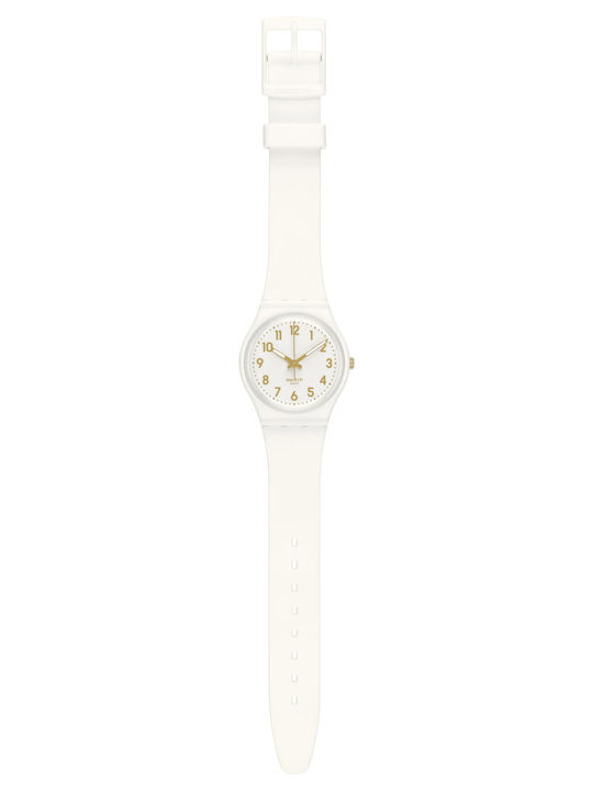 Swatch White Bishop Ρολόι Μπαταρίας με Καουτσούκ Λουράκι