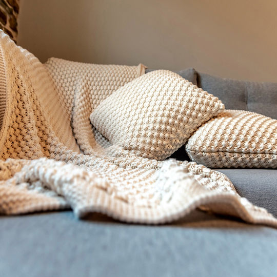 Liolios Home Μαξιλάρι Popcorn Beige 50x50εκ.