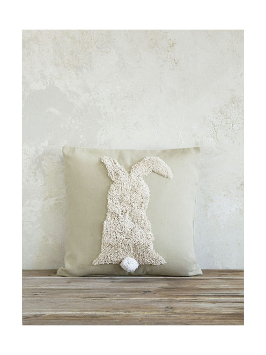 Nima Sofa Cushion Easter Bunny from 100% Cotton Beige 45x45cm. 31873