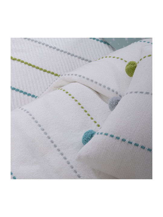 Nef-Nef Homeware Blanket Cot Life Line Cotton White 110x150cm