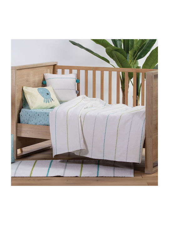 Nef-Nef Homeware Blanket Nursery Swaddling Blankets Life Line Cotton White 80x110cm