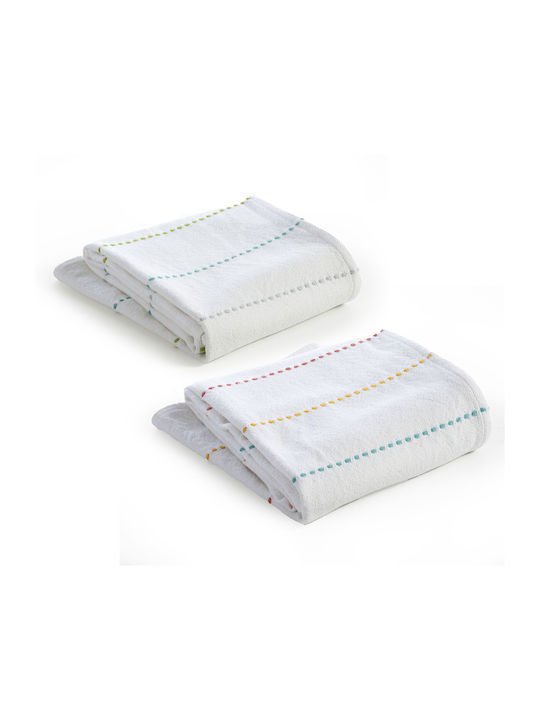 Nef-Nef Homeware Blanket Cot Life Line Cotton White 110x150cm