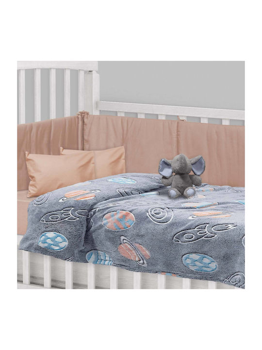 Das Home Κουβέρτα Κούνιας Fleece Μπλε 110x150εκ.