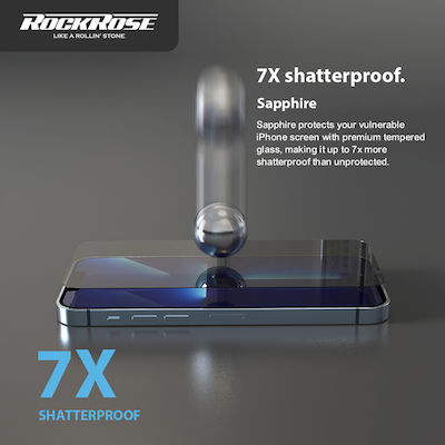 Rockrose Sapphire 2.5D Закалено стъкло за цялото лице Черно (iPhone 13 Pro Max) RRTGIP14MFR