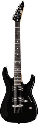 ESP LTD M-10 Set Elektrische Gitarre mit Form Stratocaster und HH Pickup-Anordnung in Schwarz Farbe mit Hülle