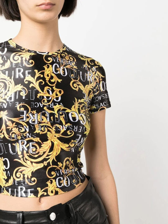 Kurzärmeliges Crop-Top Schwarz