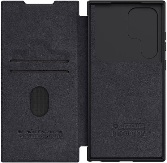 Nillkin Qin Pro Buchen Sie Synthetisches Leder 2mm Schwarz (Galaxy S23 Ultra)
