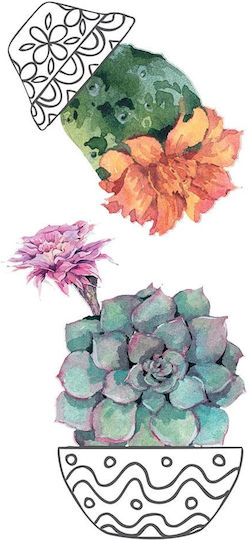 Διακοσμητικό Αυτοκόλλητο Τοίχου Cactus Vases 1τμχ 31x15εκ. Ango